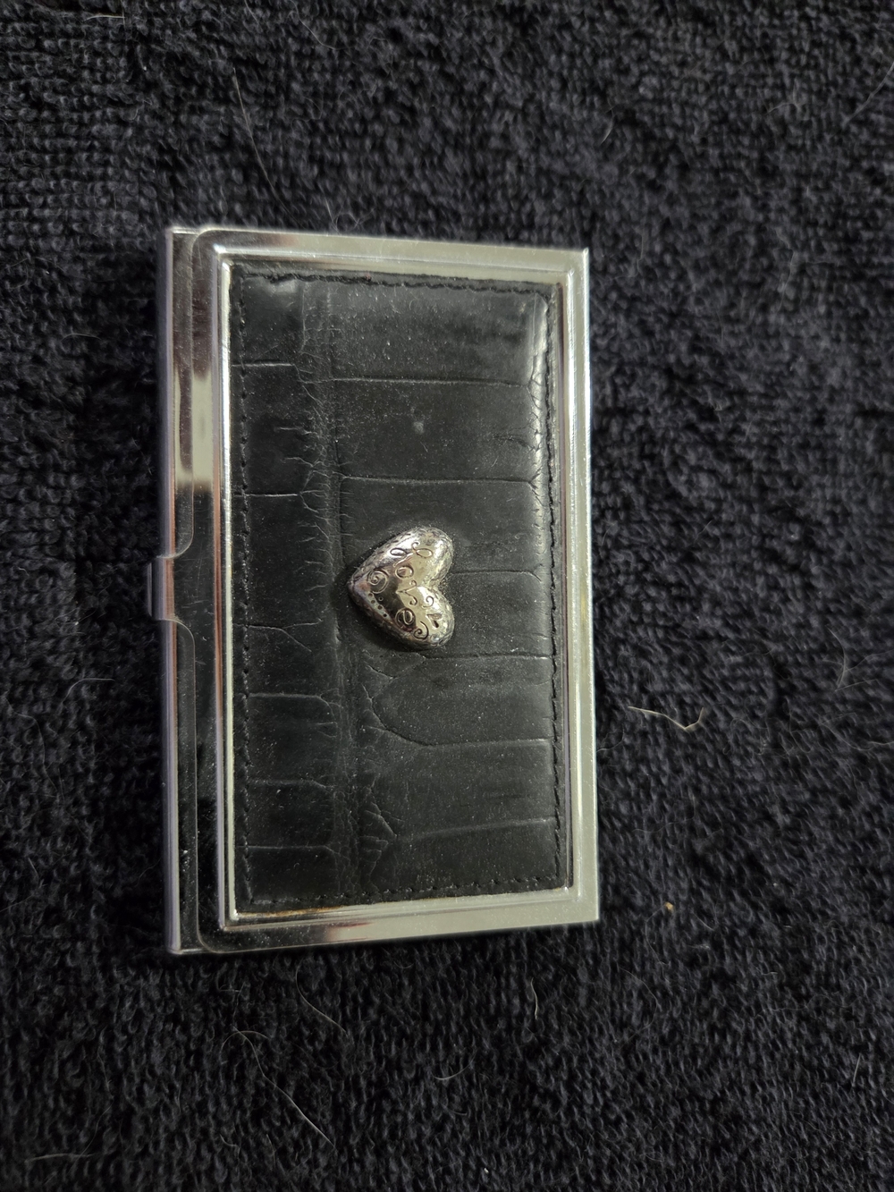 Brighton Black and Silver Heart Business Card Holder